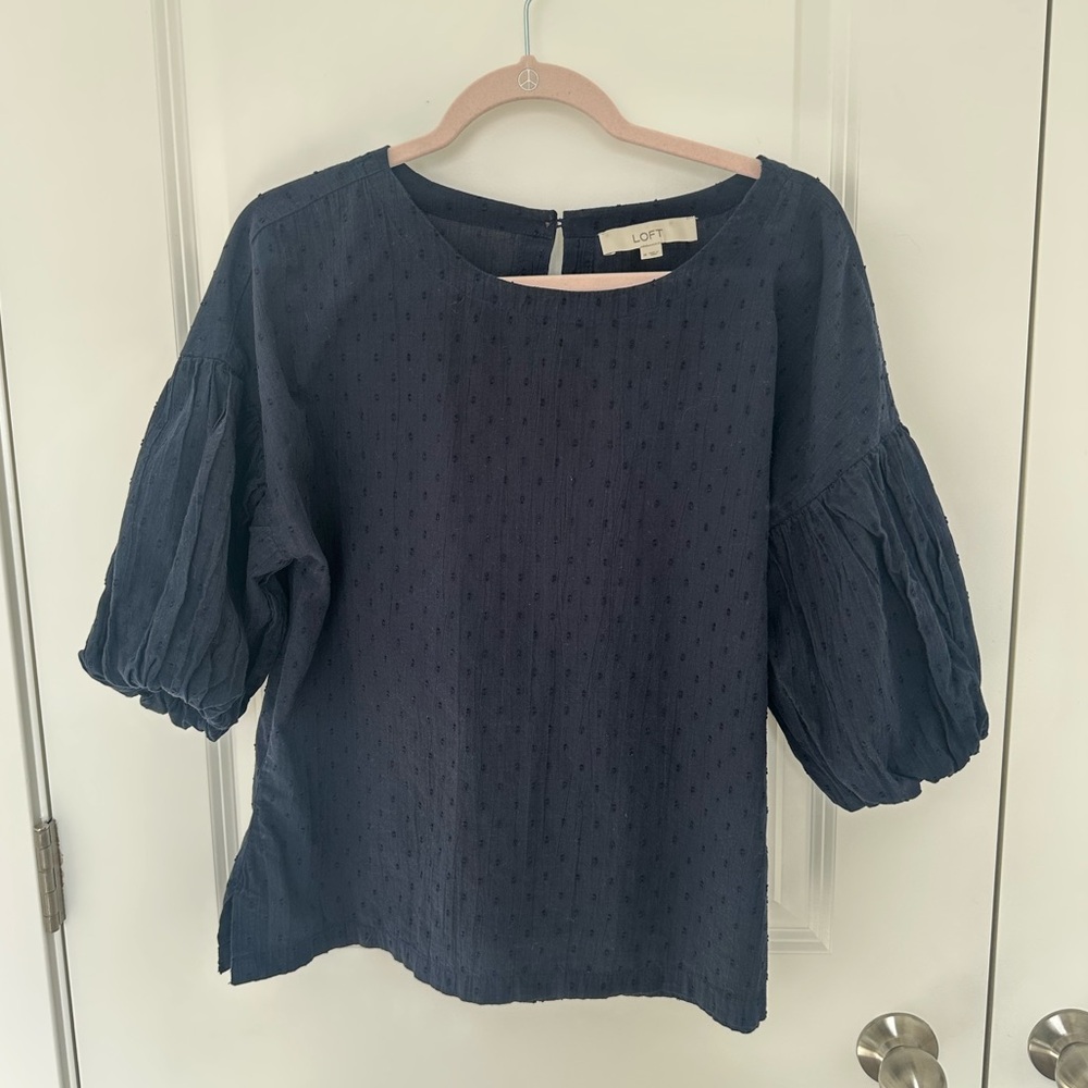 Loft Swiss Dot Puffed Sleeve Top
